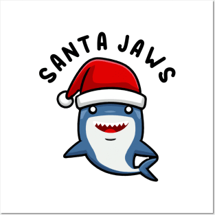 Santa Jaws Shark Christmas Pun Posters and Art